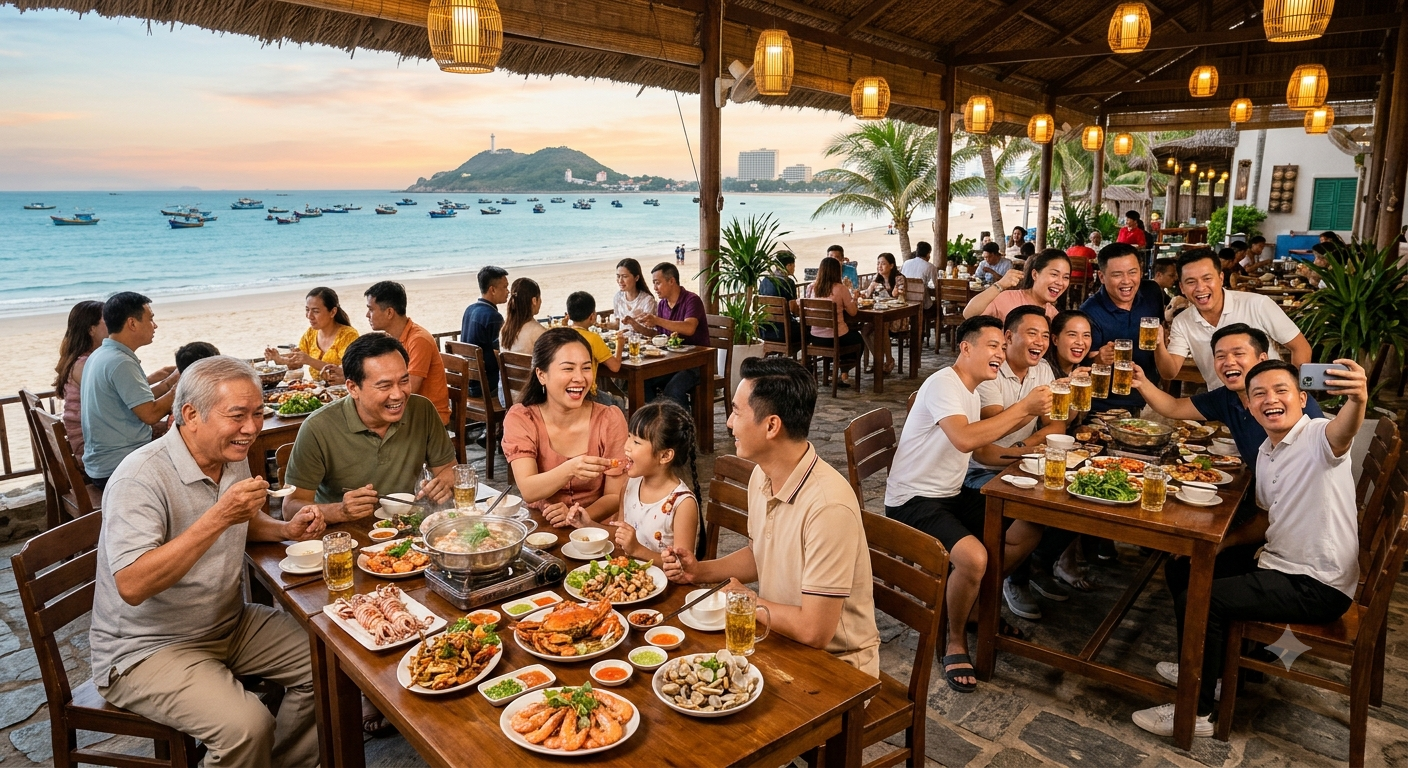 Không gian và trải nghiệm tại quán hải sản Vũng Tàu dành cho gia đình và đoàn khách
